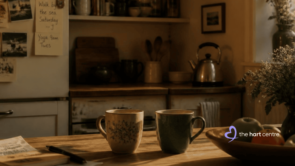 A small group in a casual home setting